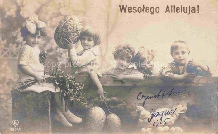 Foto HB Nr. 8567/3 Wesotego Alleluja Ostern Kinder – Ansichtskarte
