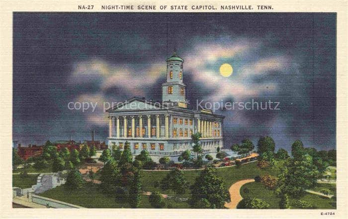 Nashville Tennessee Night-time scene of State Capitol Illustration – Ansichtskarte Nashville