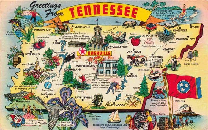 Nashville Tennessee uebersichtskarte – Ansichtskarte Nashville