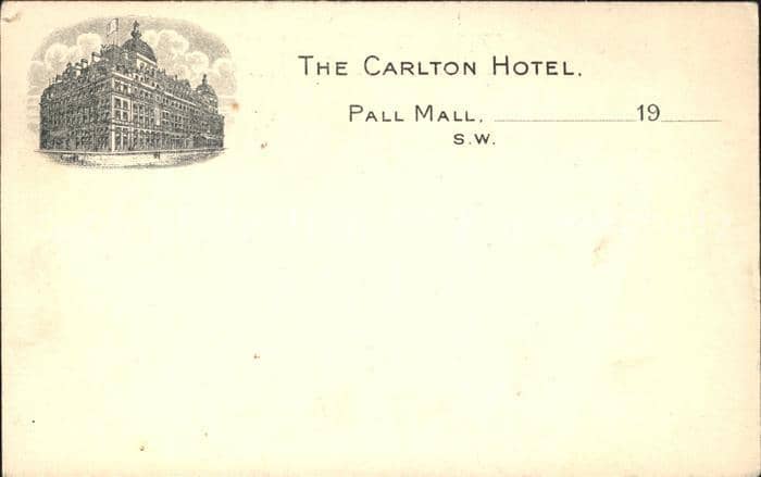 Pall Mall Carlton Hotel – Ansichtskarte Pall Mall
