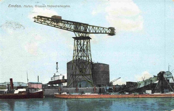 EMDEN  Ostfriesland Hafen Grosser Hebedrehkran – Ansichtskarte Emden