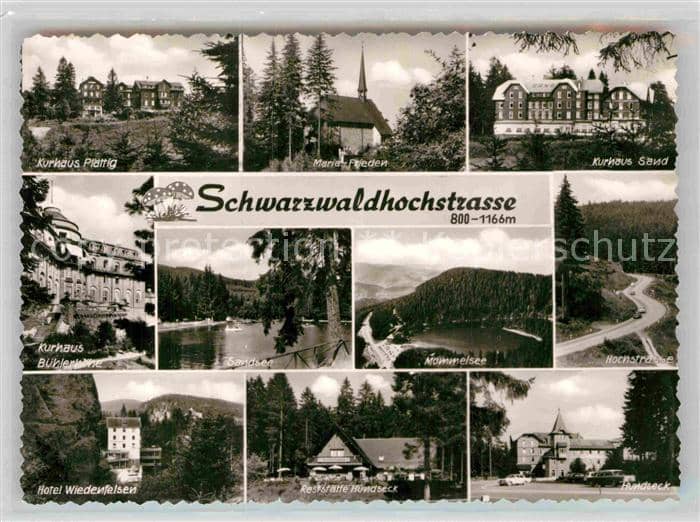 Schwarzwaldhochstrasse Kurhäuser Plättig Sand Bühlerhöhe Maria – Ansichtskarte