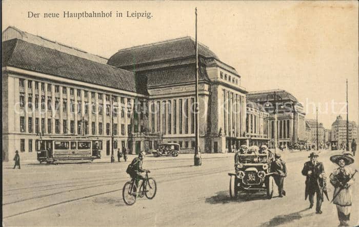 Fahrrad Strassenbahn Oldtimer Hauptbahnhof Leip – Ansichtskarte