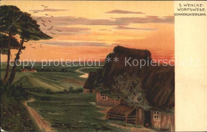 Worpswede Sonnenuntergang – Ansichtskarte Worpswede