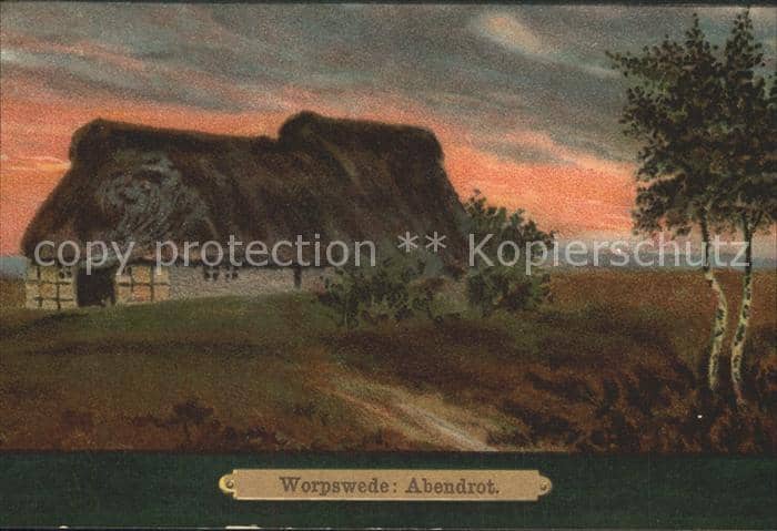 Worpswede Abendrot – Ansichtskarte Worpswede
