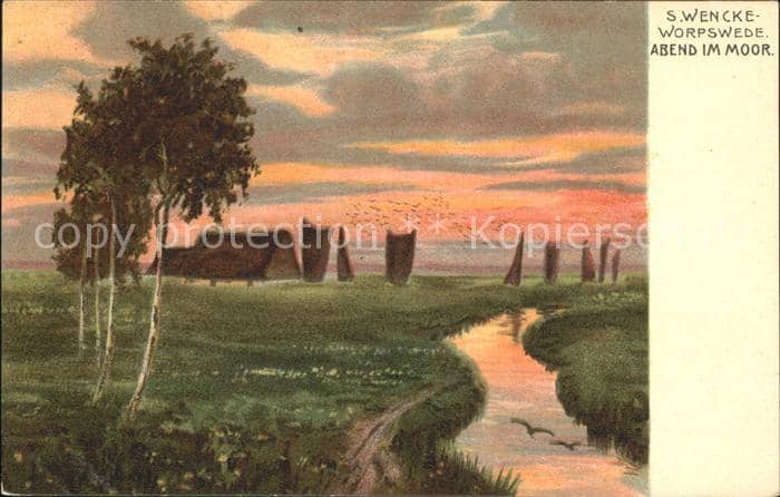 Worpswede Abend im Moor – Ansichtskarte Worpswede