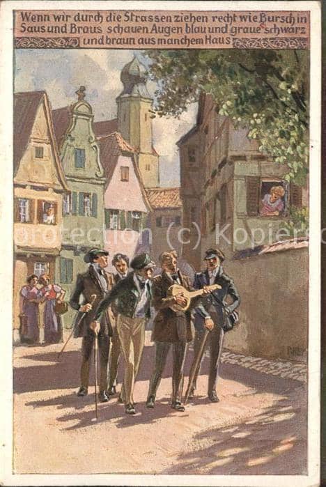 Musikanten Gitarre Burschen – Ansichtskarte