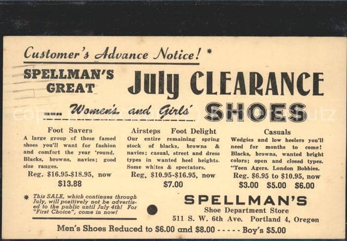 Mode Schuhe Spellmans – Ansichtskarte