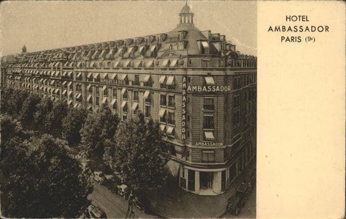 Paris Hotel Ambassador – Ansichtskarte Paris