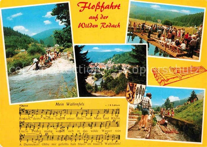 Frankenwald Region Flossfahrt auf der Wilden Rodach Lied M – Ansichtskarte