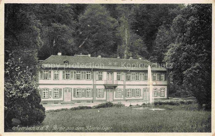 Auerbach Deggendorf Fuerstenlager Schloss Parkanlage Springbrunnen Baeume Villa – Ansichtskarte Auerbach