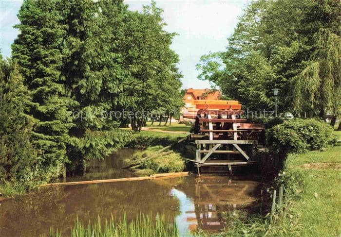Syke Diepholz Niedersachsen Hache Wasserrad Teich Baeume Wohnhaus Park Kanal – Ansichtskarte Syke