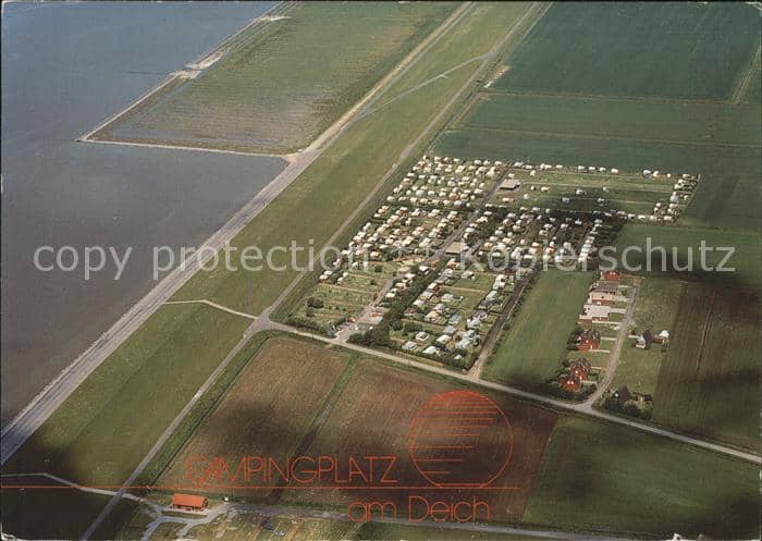 Ostfriesland Campingplatz am Deich Fliegeraufnahme – Ansichtskarte