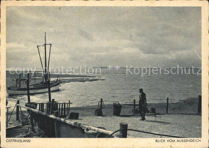 Ostfriesland Blick vom Aussendeich – Ansichtskarte