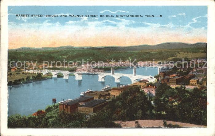Chattanooga Tennessee Market Street Bridge and Walnut Street Bridge – Ansichtskarte Chattanooga