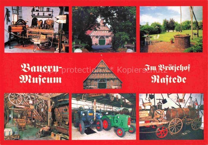 Rastede Bauernmuseum Broetjehof Fachwerkhaus Trecker Dampfmaschine Landmaschinen – Ansichtskarte Rastede