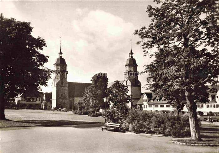 FREUDENSTADT BW Marktplatz Stadtkirche Schwarzwald Hoehenluftkurort Zwei-Tuerme – Ansichtskarte Freudenstadt