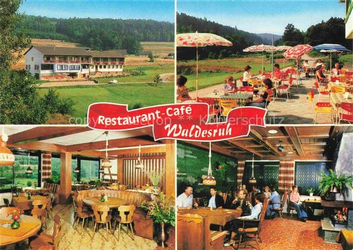 Burgwallbach Schoenau Brend Restaurant-Waldesruh Cafe-Pension Terrasse Gaststube – Ansichtskarte Schönau a.d.Brend