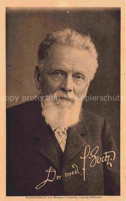 LEIPZIG Sachsen Portraet Turnvater-Jahn Dr-med-Guth baertiger-Mann Kupfertiefdrc – Ansichtskarte Leipzig