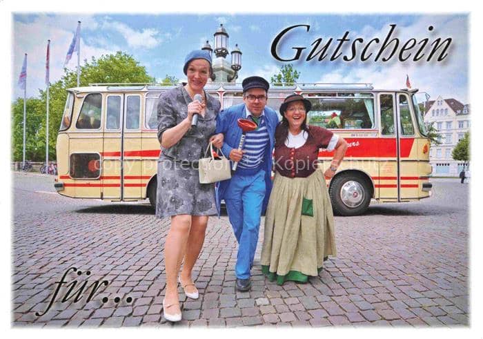 HANNOVER  CITY Oldtimer-Bus Stadtrundfahrt Bussa-Nova Trachten Kostueme Pflaster – Ansichtskarte Hannover