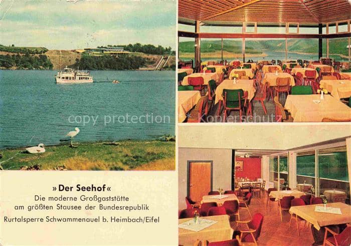 Schwammenauel Heimbach Dueren NRW Der-Seehof Rurtalsperre Schwammenauel Restaura – Ansichtskarte Heimbach