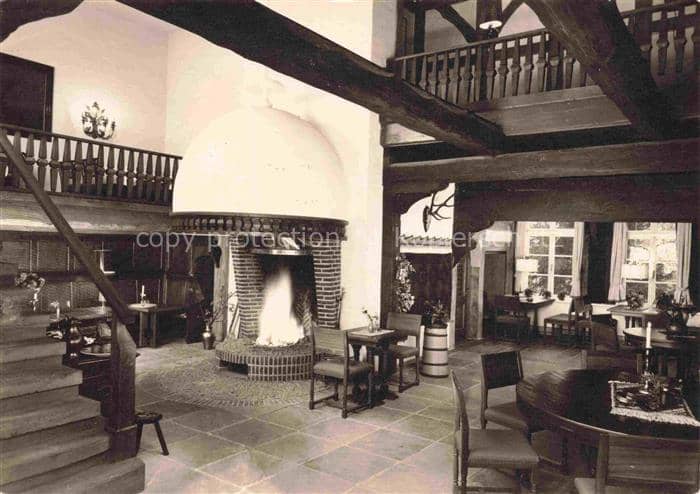 Bruchhausen-Vilsen Diepholz Niedersachsen Forsthaus Kamin Holzbalken Galerie Tre – Ansichtskarte Bruchhausen-Vilsen