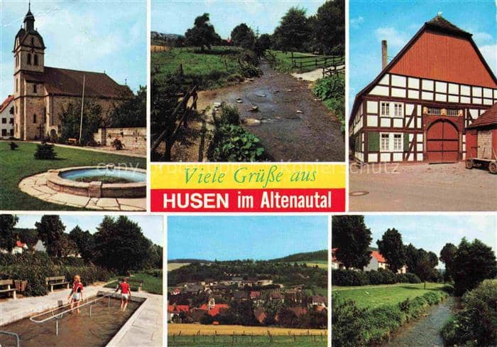 Husen Altenautal Bueren Lichtenau Paderborn NRW Kirche Brunnen Bach Altenautal F – Ansichtskarte Lichtenau