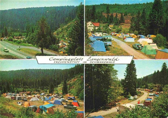 FREUDENSTADT BW Campingplatz-Langenwald Zelte Schwarzwald Wald Campingwagen Stra – Ansichtskarte Freudenstadt