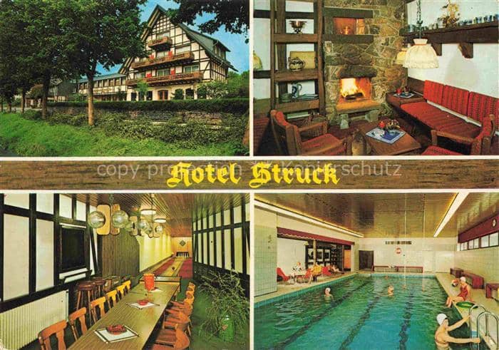 Niederhelden Attendorn Olpe NRW Hotel-Struck Fachwerk-Gebaeude Hallenbad Kamin S – Ansichtskarte Attendorn