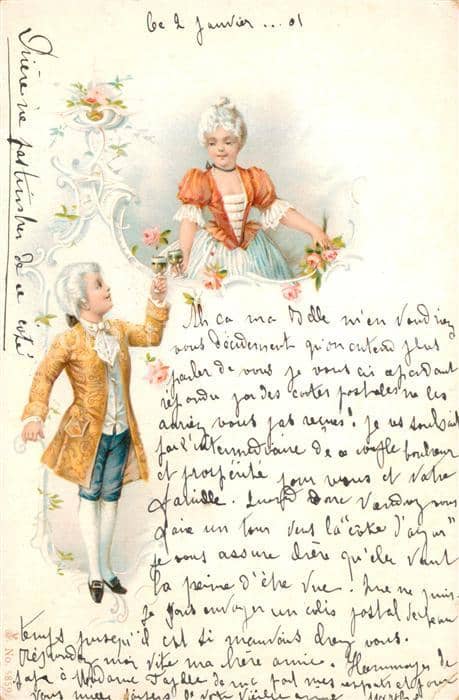 Jugendstil Art Noveau Stile Liberty Modernismo-- Tanz Wein Litho – Ansichtskarte