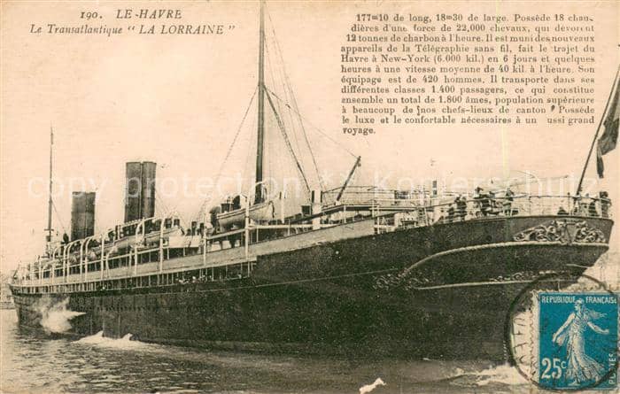Dampfer Oceanliner Lorraine – Ansichtskarte