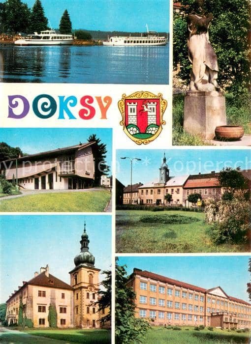 Doksy Hirschberg See  Fahrgastschiff Machovo See Denkmal Statue Kino Schloss – Ansichtskarte