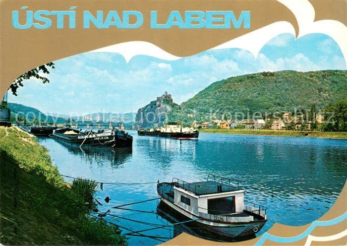 Usti nad Labem Hrad Strekov Burg Elbe Binnenschifffahrt – Ansichtskarte