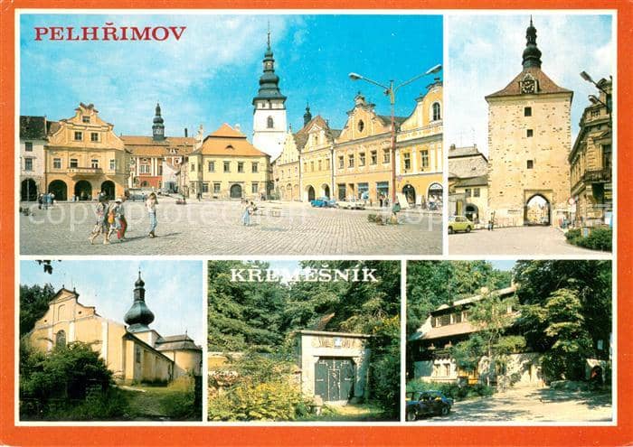 Pelhrimov Pilgram Marktplatz Tor Kremesnik Erholungsheim Kirche – Ansichtskarte