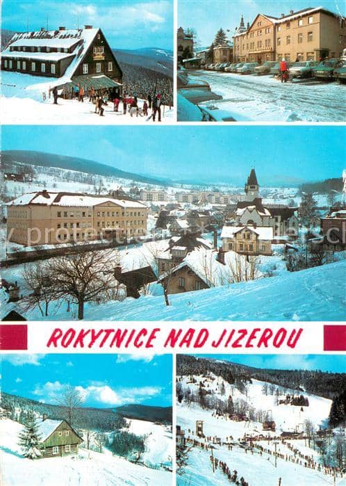 Rokytnice nad Jizerou Bergbauden Berghotels Panorama Winterlandschaft Riesengebi – Ansichtskarte