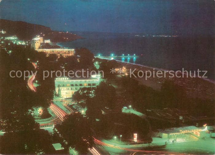 Slatni Pjasazi Nachtaufnahme Kuestenort am Schwarzen Meer – Ansichtskarte
