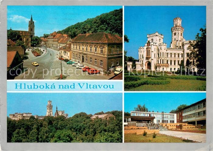 Hluboka Vltavou mesto letovisko a statni zamek na ostrohu nad Vitavou od Ceskych – Képeslap