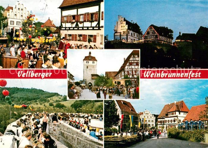 Vellberg Schwaebisch Hall BW Weinbrunnenfest Details – Ansichtskarte Vellberg