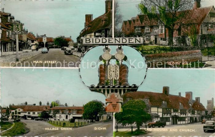 Biddenden Kent Main Street Cloth Hall Village Green Old Houses and Church – Ansichtskarte Ashford