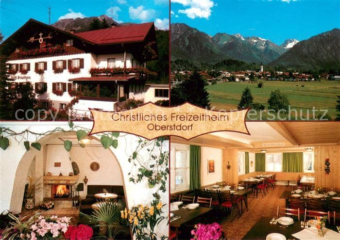 OBERSTDORF Bayern Christl Freizeitheim Kaminzimmer Gaststube Panorama – Ansichtskarte Oberstdorf