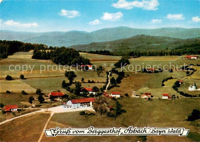 Teisnach Regen Bayern Berggasthof Asbach Fliegeraufnahme – Ansichtskarte Teisnach