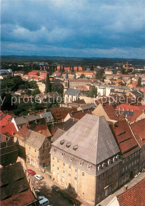 Pirna Elbe Sachsen Blick vom Turm der Marienkirche auf die Stadt – Ansichtskarte Pirna