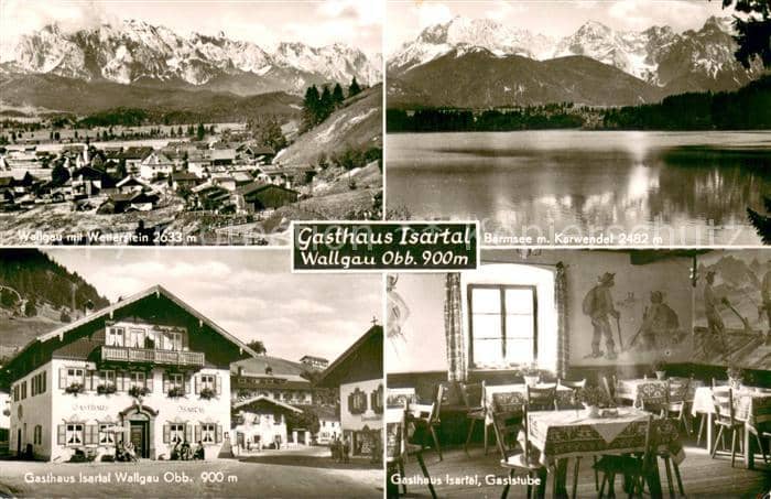 Wallgau Garmisch-Partenkirchen Bayern Gasthaus Isartal Gaststube Wettersteingebi – Ansichtskarte Wallgau