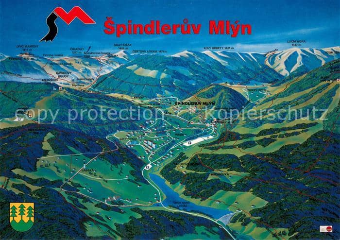 Spindleruv Mlyn Spindlermuehle und Umgebung aus der Vogelperspektive – Καρτ ποστάλ