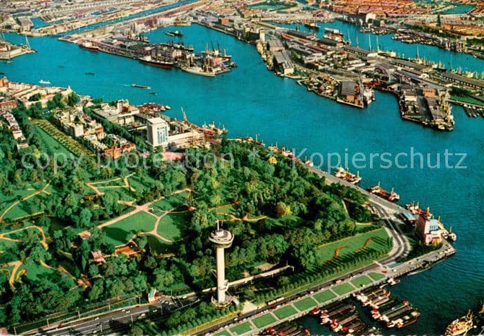 Rotterdam Panorama met Euromast Fliegeraufnahme – Ansichtskarte Rotterdam