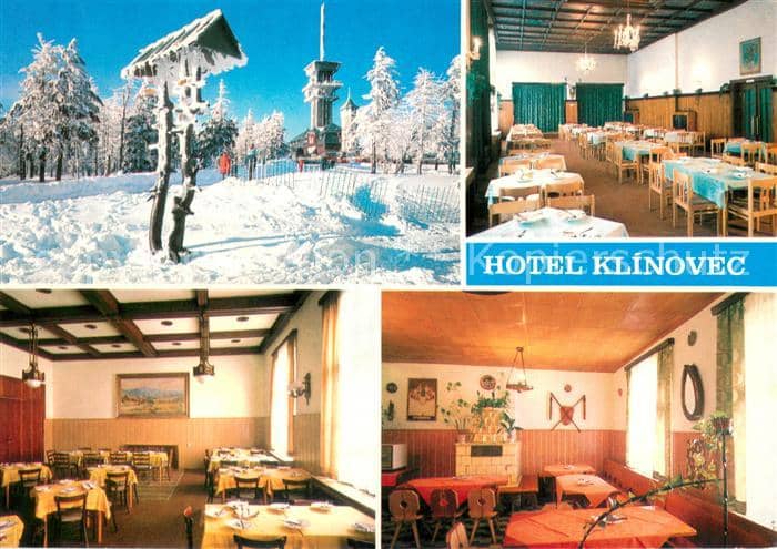 Klinovec Horsky hotel nejvyssi bod Krusnych hor Kazetovy sal Hotelova jidelna Ch – Ansichtskarte