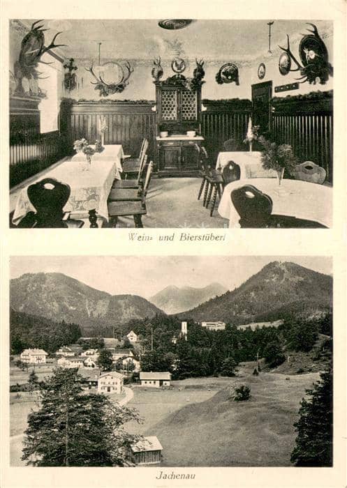 Jachenau Bad Toelz-Wolfratshausen Bayern Wein und Bierstueberl Panorama – Ansichtskarte Jachenau
