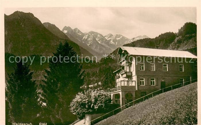 OBERSTDORF Bayern Restaurant Pension Waldesruh Allgaeuer Alpen – Ansichtskarte Oberstdorf