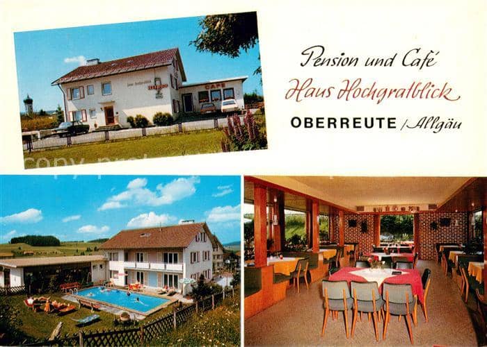 Oberreute Lindau Bayern Pension Cafe Haus Hochgratblick Gaststube Pool – Ansichtskarte Oberreute