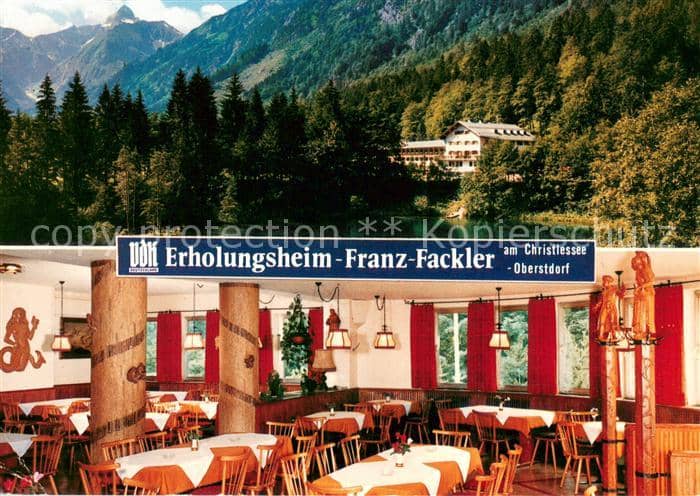 OBERSTDORF Bayern Erholungsheim Franz Fackler am Christlessee Gaststube – Ansichtskarte Oberstdorf